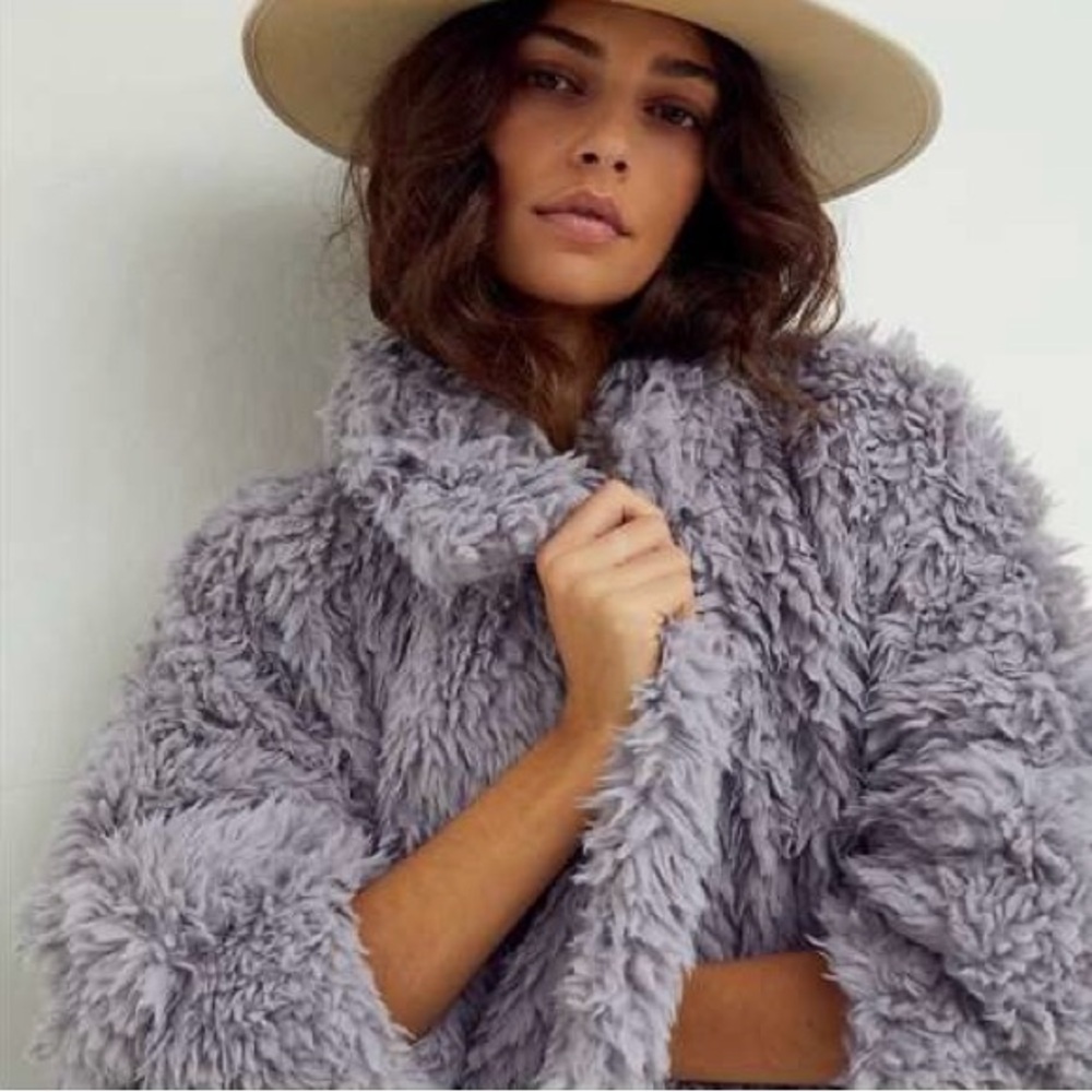 Free People Soft Gray Teddy Jacket - Picture 1 of 5
